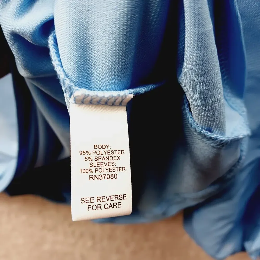 Blouse Sheer Ruffle Powder Blue Sleeve Romantic Coquette Soft Girl Size 18 20W - Picture 6 of 7